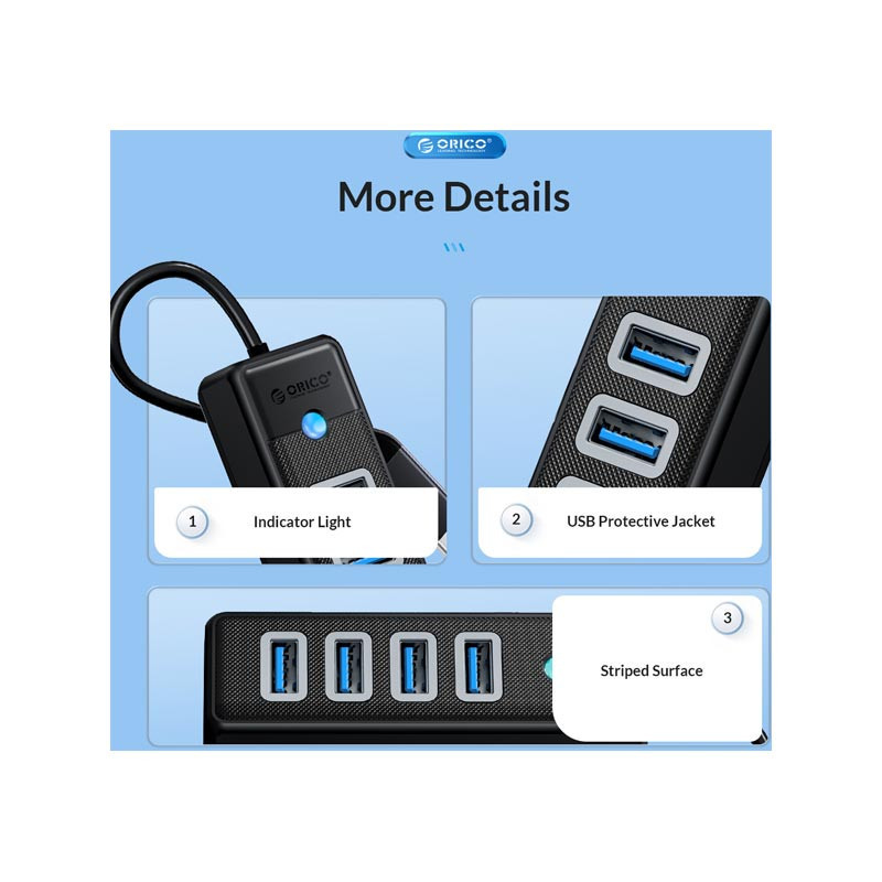 هاب 4 پورت USB3.0 اوریکو مدل PW4U-C3