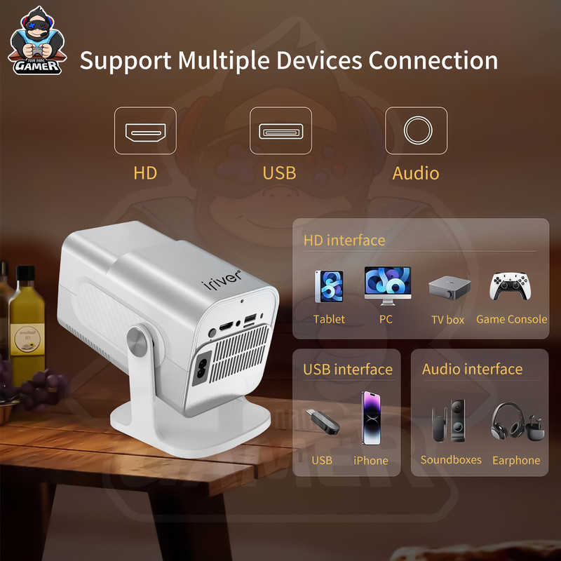 مینی ویدئو پروژکتور آیریور مدل HCS350 PRO به همراه دسته بازی