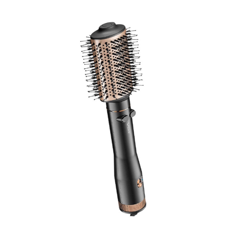 سشوار برس‌دار چرخشی 800 وات وی جی ار مدل V-494، موتور DC، وزن 300 گرم، المنت فلز، با قابلیت باد سرد، فناوری تولید یون، با قابلیت سیم گردان