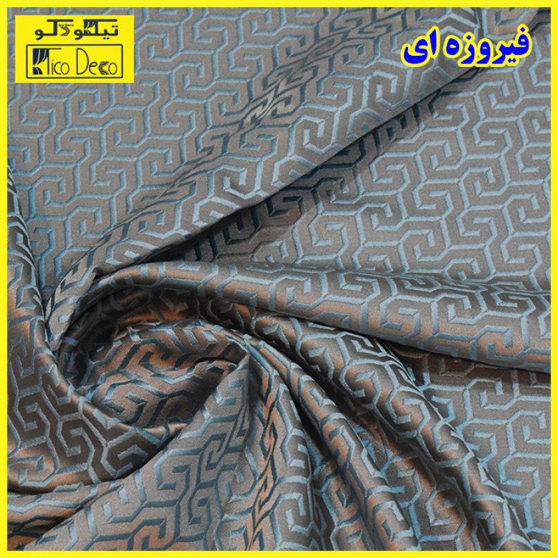 پرده پانچ تیکو دکو مدل ابریشم ساتن حاشیه دار کد greek key سایز 280*300 سانتی‌متر