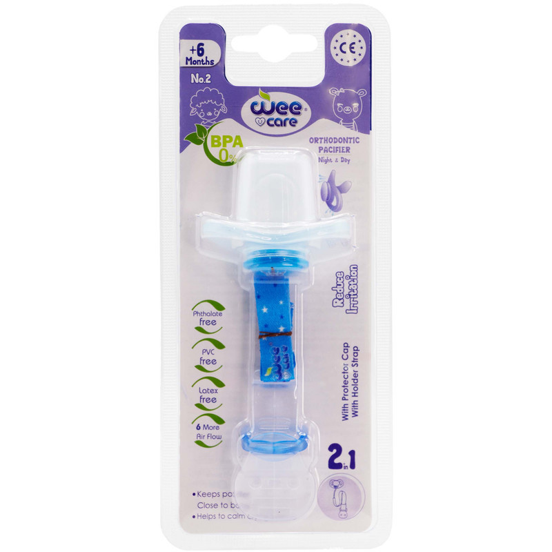 پستانک ارتودنسی وی کر مدل دربدار دسته دار ضد حساسیت سایز +6 ماه کد P111