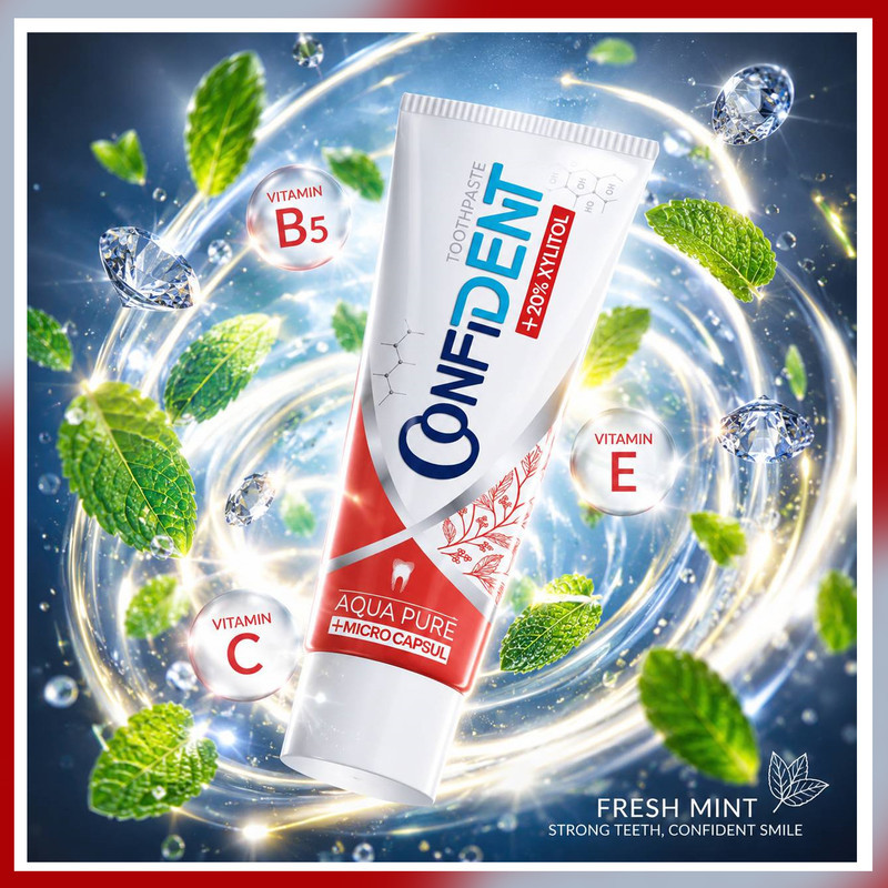 خمیر دندان ضد پوسیدگی کانفیدنت مدل Aqua-Pure06 مناسب برای انواع دندان حجم 100 میلی لیتر مجموعه 6 عددی