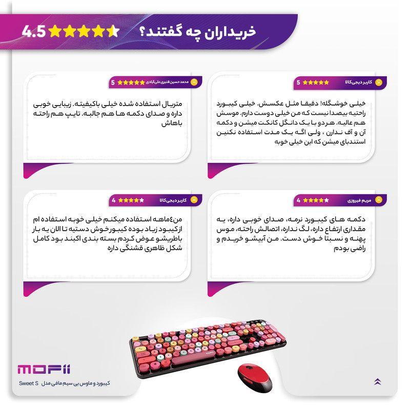 کیبورد و ماوس بی سیم مافی مدل Sweet S
