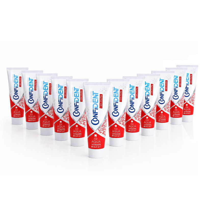 خمیر دندان ضد پوسیدگی کانفیدنت مدل Aqua-Pure012 مناسب برای انواع دندان حجم 100 میلی لیتر مجموعه 12 عددی