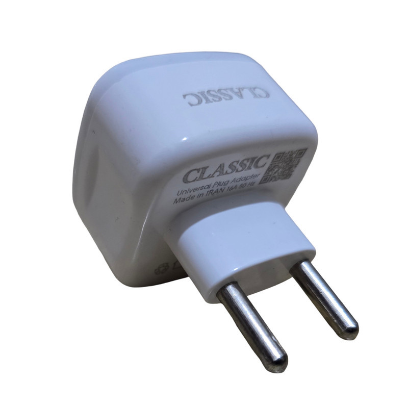 دو شاخه تبدیل برق 3 به 2 کلاسیک مدل C-001 چراغ دار