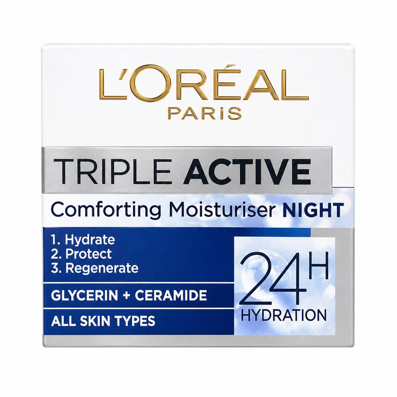 کرم ضد چروک شب  لورآل مدل Triple Active Night مناسب برای انواع پوست حجم 50 میلی لیتر