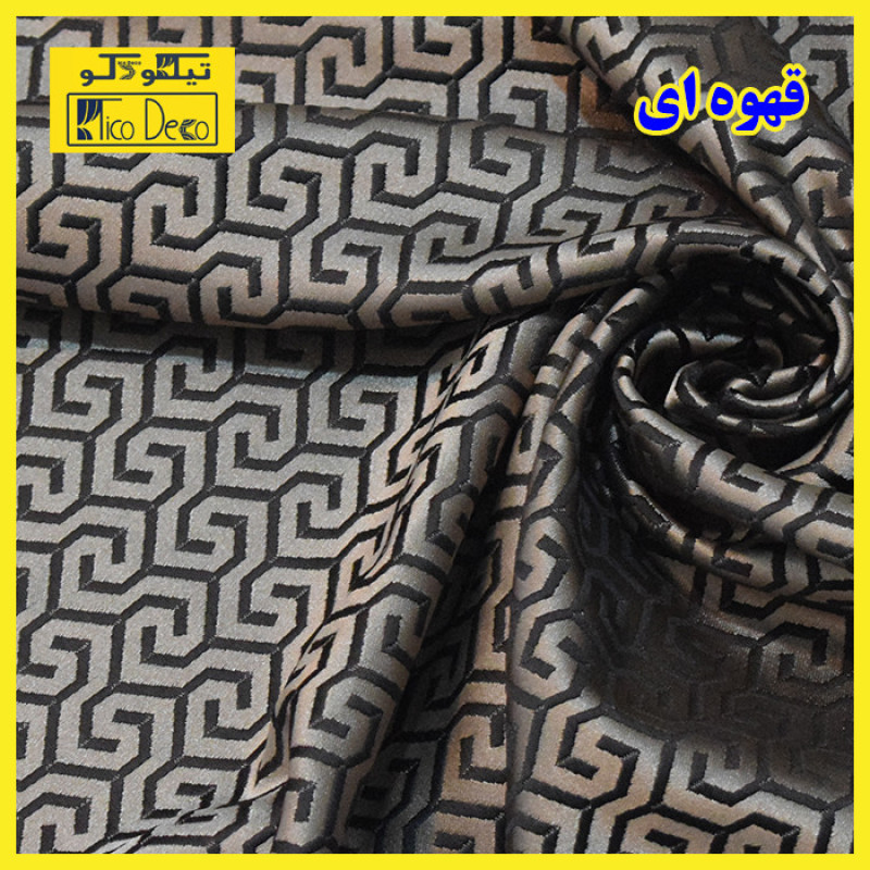 پرده پانچ تیکو دکو مدل ابریشم ساتن حاشیه دار کد greek key سایز 280*300 سانتی‌متر