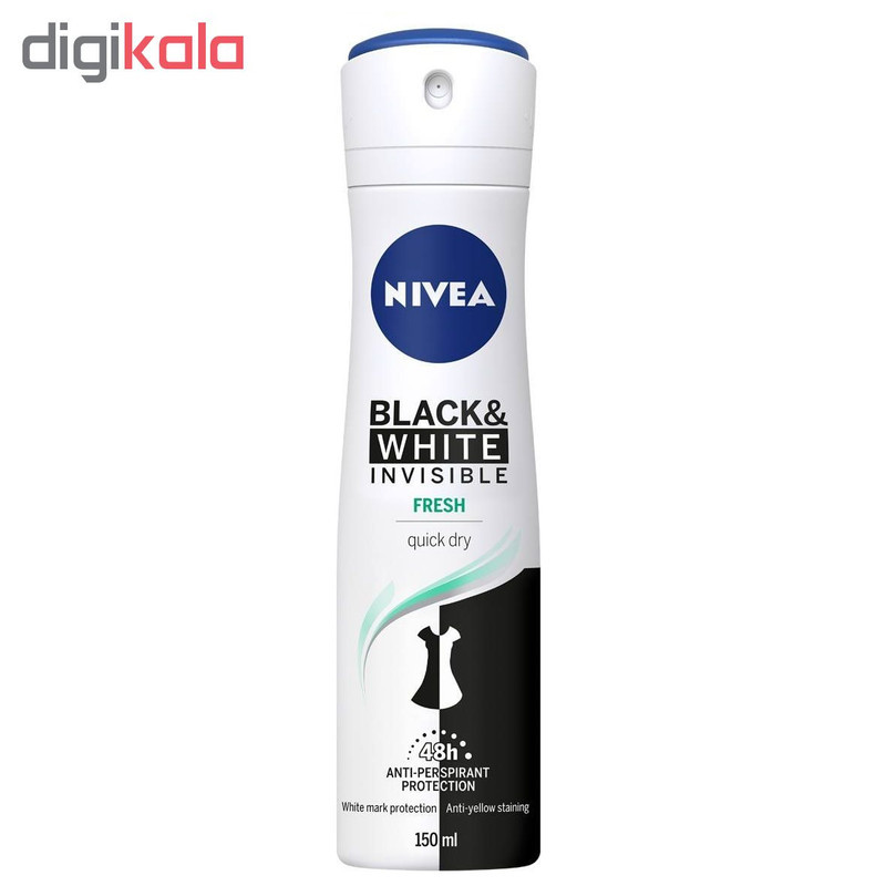 اسپری ضد تعریق زنانه نیوآ مدل Black And White Invisible Fresh حجم 150 میلی لیتر