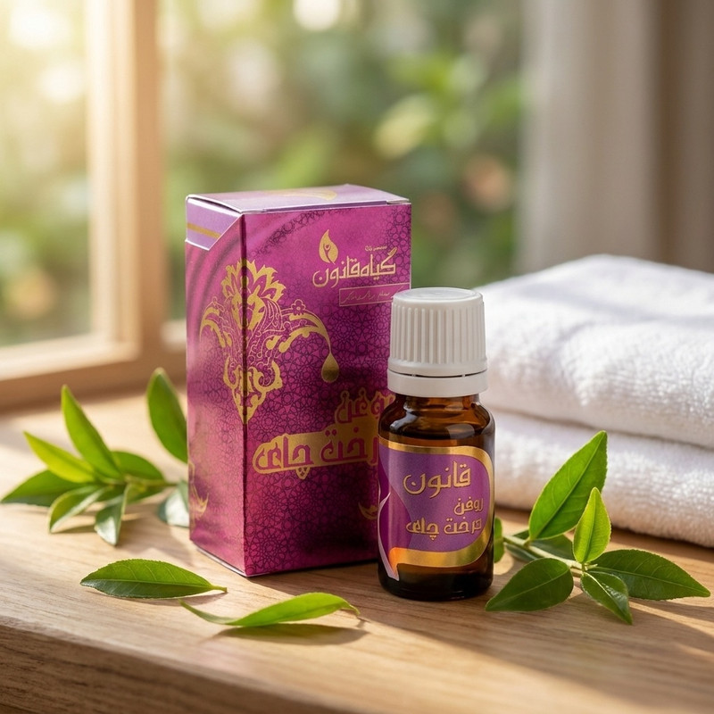 روغن بدن گیاه قانون مدل درخت چای 18 میلی‌لیتر با عصاره طبیعی Tea tree oil، مناسب انواع پوست، کمک به بهبود جوش‌های پوستی و خواص آرایشی بهداشتی