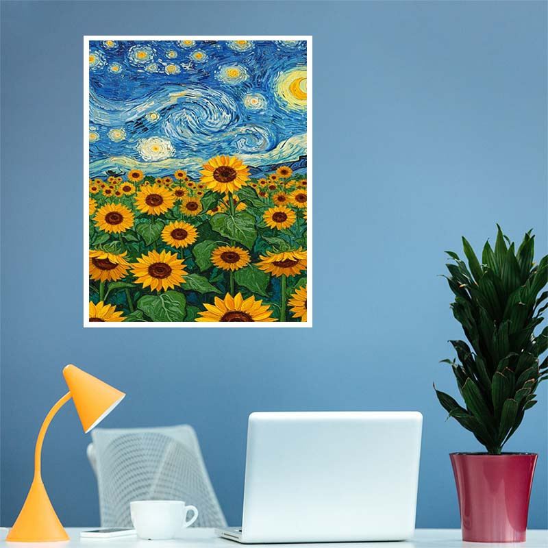 پوستر کارنيکا طرح شب پرستاره فانتزی ون‌گوگ Fantasy Starry Night Van Gogh کد 40208 مجموعه 8 عددی