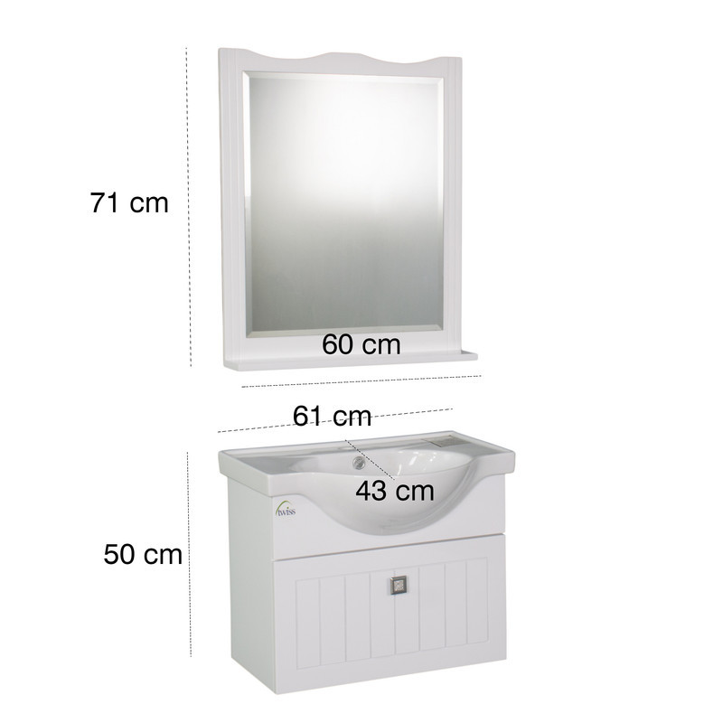 ست کابینت و روشویی توییس مدل tws 1010  به همراه آینه