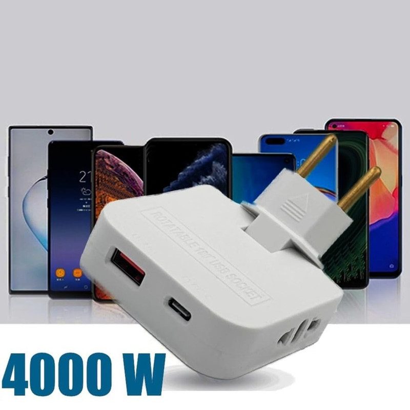 چندراهی برق مدل تاشو 4in1 W USB & type c
