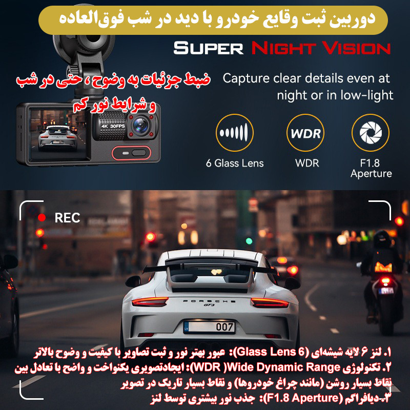 دوربین ثبت وقایع خودرو بلک باکس مدل A16WIFI-4K