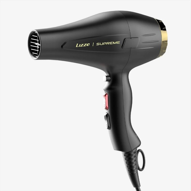 سشوار حرفه‌ای 2600 وات لیز مدل Supreme، موتور AC، وزن 480 گرم، المنت سرامیک، دارای سری متمرکز‌کننده باریک، متمرکز‌کننده پهن با ویژگی صاف‌کنندگی، حجم‌دهندگی، با قابلیت باد سرد