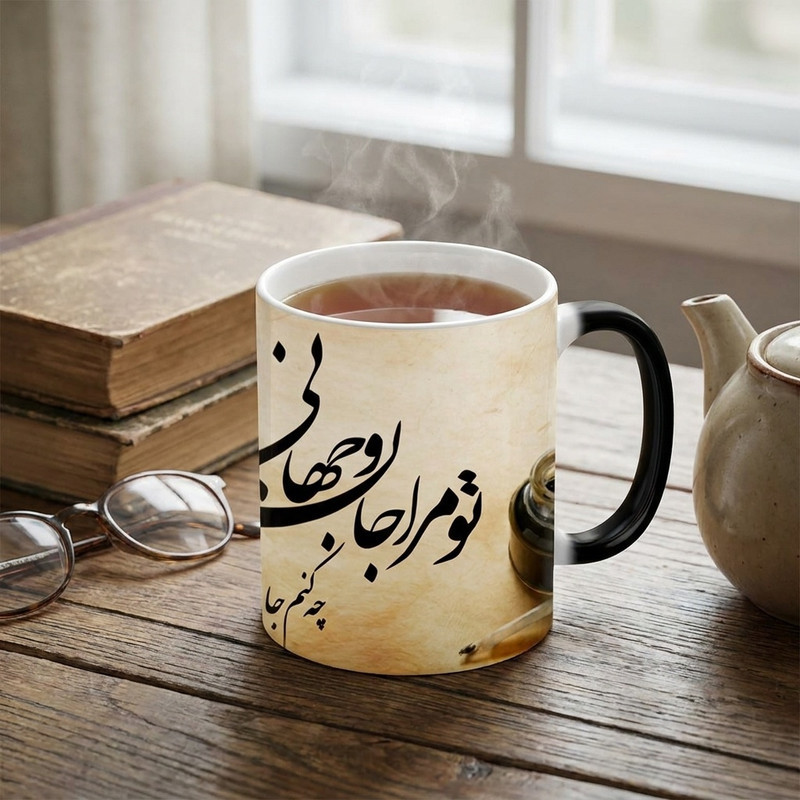 ماگ حرارتی طرح شعر مدل تو مرا جان و جهانی کد3000