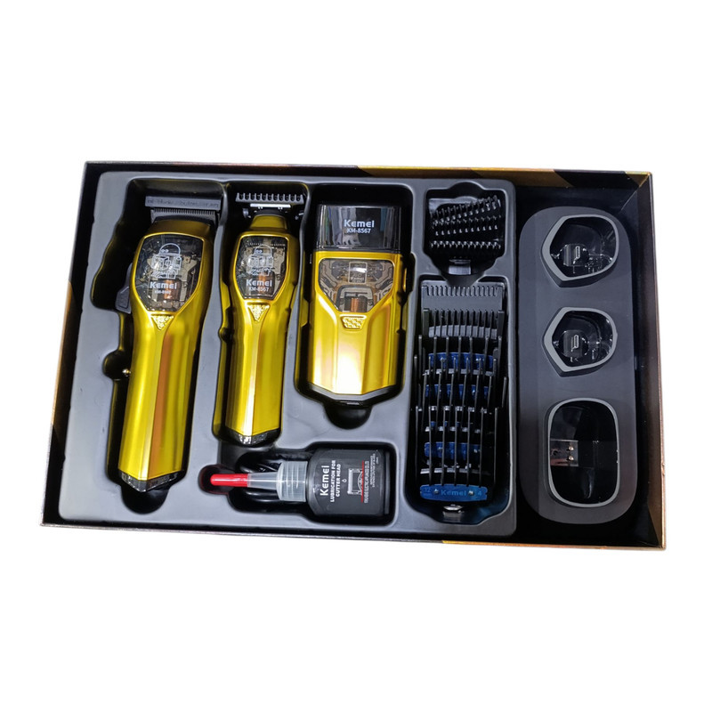 ماشین اصلاح موی سر و صورت شارژی کیمی مدل km-8567 مجموعه 3 عددی