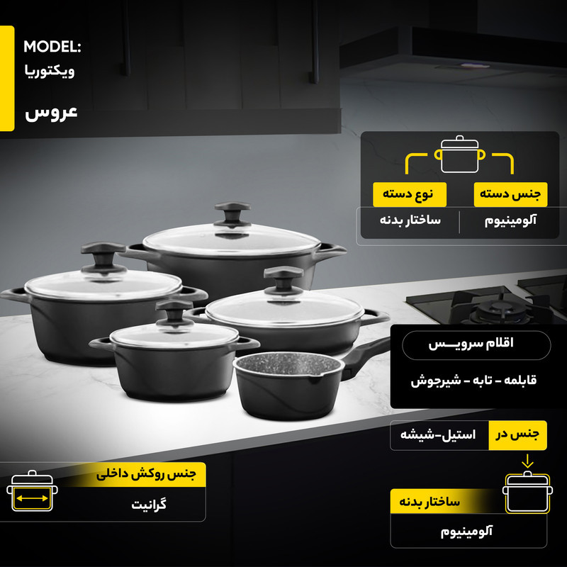 سرویس پخت و پز 12 پارچه عروس مدل ویکتوریا