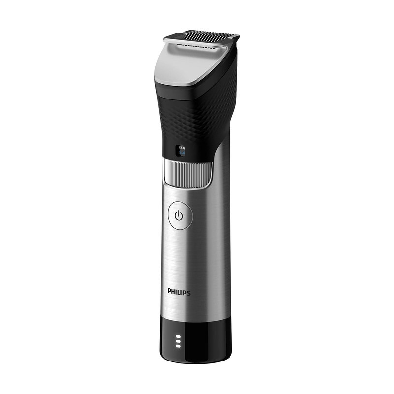 ماشین اصلاح موی صورت فیلیپس مدل BT981013 با تیغه استیل ضدزنگ، فناوری PowerAdapt Sensor، استفاده خشک و مرطوب، ضد آب، شانه فلزی قابل تنظیم، باتری لیتیوم یونی با شارژ سریع 60 دقیقه و زمان استفاده 120 دقیقه، طراحی ارگونومیک و منبع انرژی برق و باتری