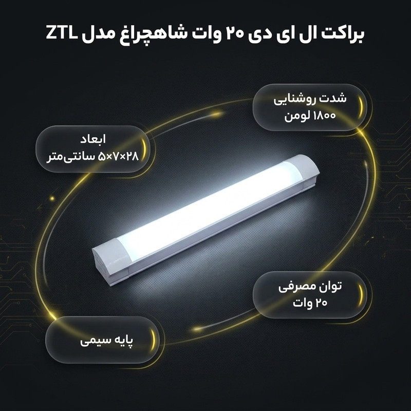براکت ال ای دی 20 وات شاهچراغ مدل ZTL کد 1324
