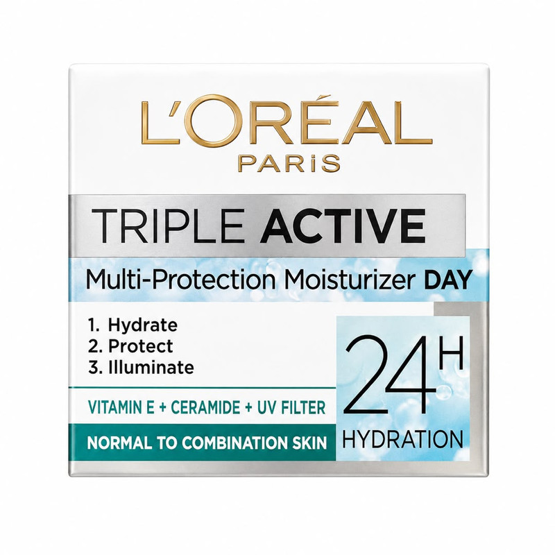 کرم ضد چروک لورآل مدل Triple Active Normal مناسب برای پوست مختلط حجم 50 میلی لیتر