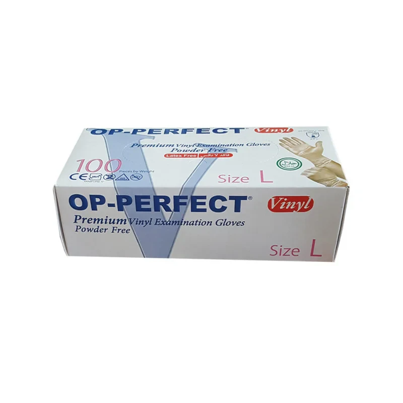 دستکش ونیل اوپی پرفکت کد 003 سایز لارج بسته 100 عددی