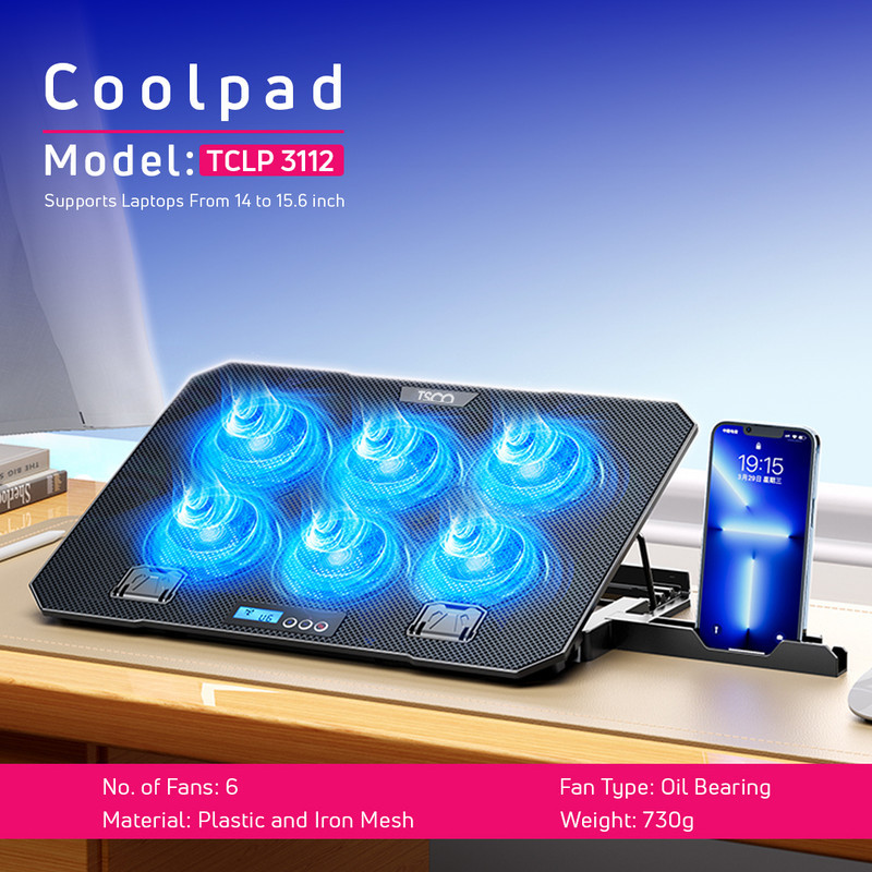 پایه خنک کننده لپ تاپ دارای پورت USB تسکو مدل TCLP 3112 با قابلیت تنظیم ارتفاع