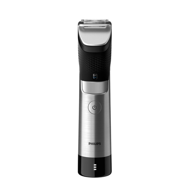 ماشین اصلاح موی صورت فیلیپس مدل BT981013 با تیغه استیل ضدزنگ، فناوری PowerAdapt Sensor، استفاده خشک و مرطوب، ضد آب، شانه فلزی قابل تنظیم، باتری لیتیوم یونی با شارژ سریع 60 دقیقه و زمان استفاده 120 دقیقه، طراحی ارگونومیک و منبع انرژی برق و باتری