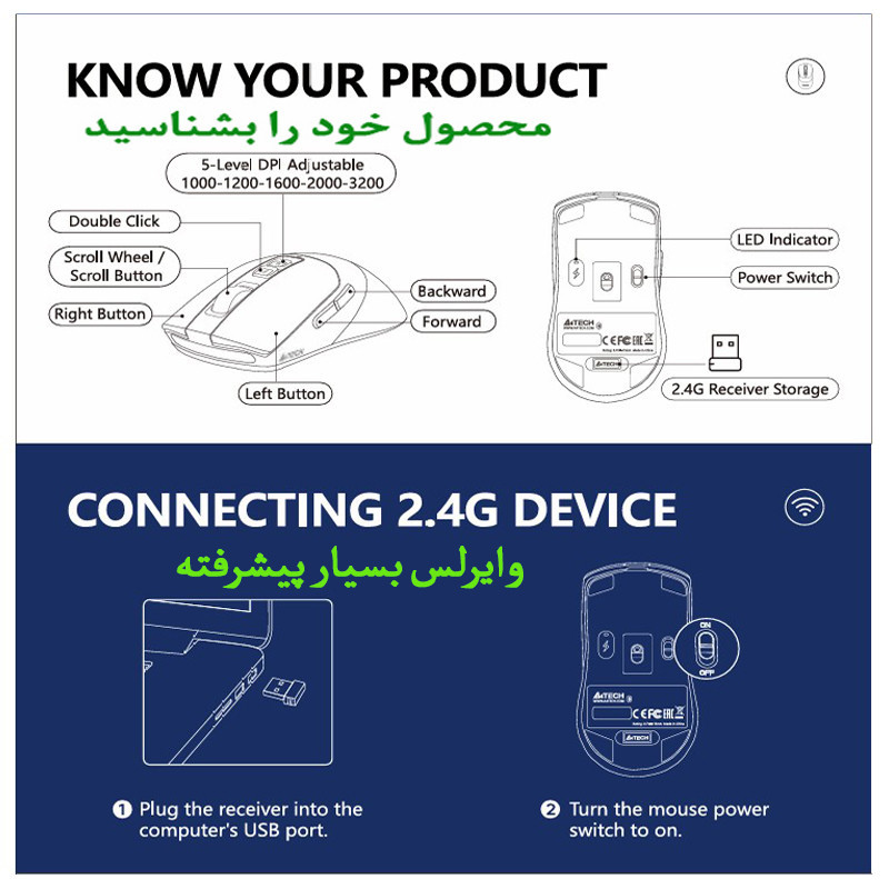 ماوس بی سیم ای فورتک مدل FSTYLER-FG-5O-S-PLUS-SILENT