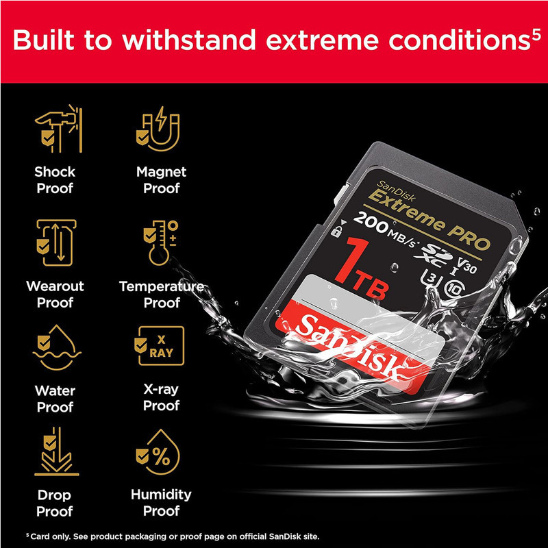 کارت حافظه SDXC سن دیسک مدل Extreme Pro V30 کلاس 10 استاندارد UHS-I U3 سرعت 200mbps ظرفیت 1 ترابایت