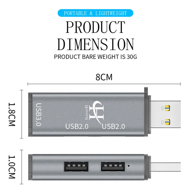 هاب 3 پورت USB 3.0 هارمن مدل HI SPEED-HUB100