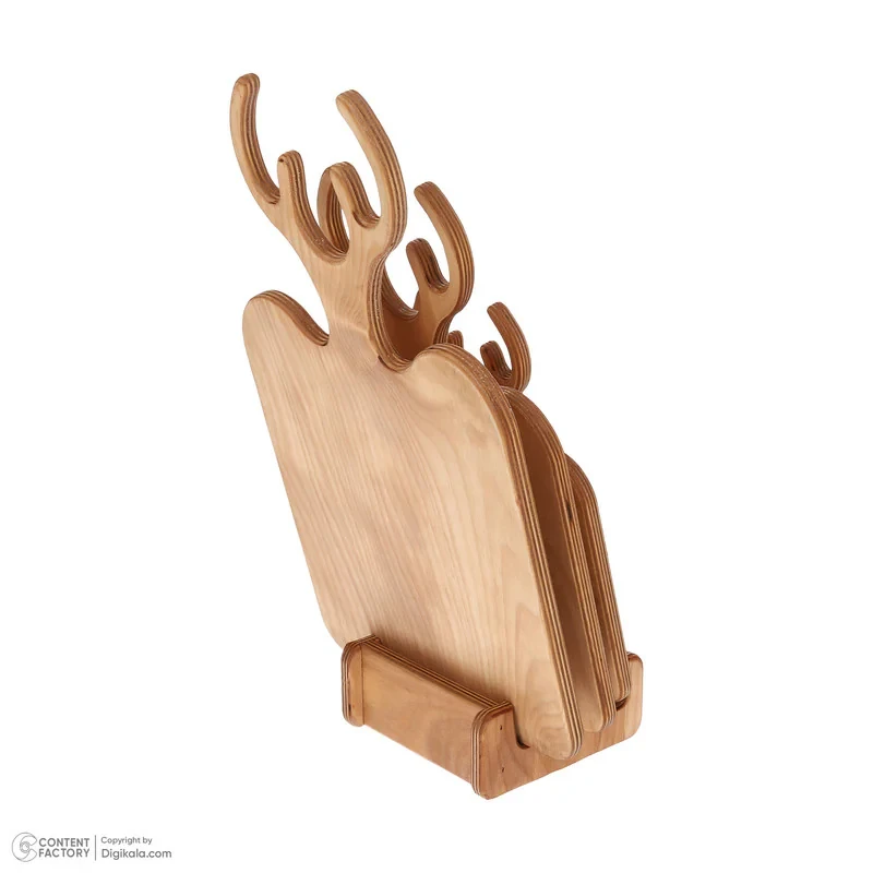 مجموعه 3 عددی تخته سرو چوبی کد TS20 با پایه چوبی، طراحی فانتزی، ضد رطوبت و بهداشتی، مناسب سرو میوه، دسر و فینگر فود، ساخت ایران