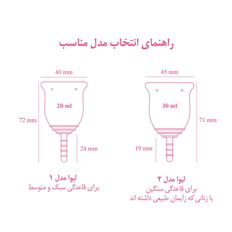 کاپ قاعدگی لیوا فارما سایز متوسط به همراه لیوان کاپ قاعدگی لیوا فارما مدل Mate02