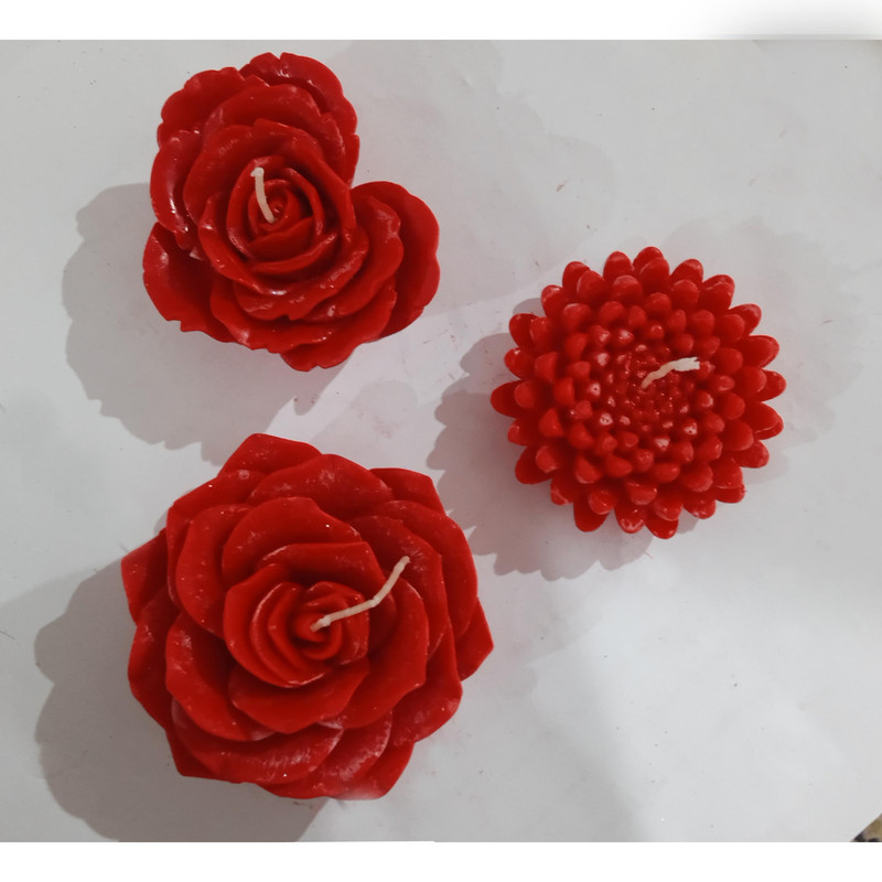 شمع مدل گل بسته 3 عددی