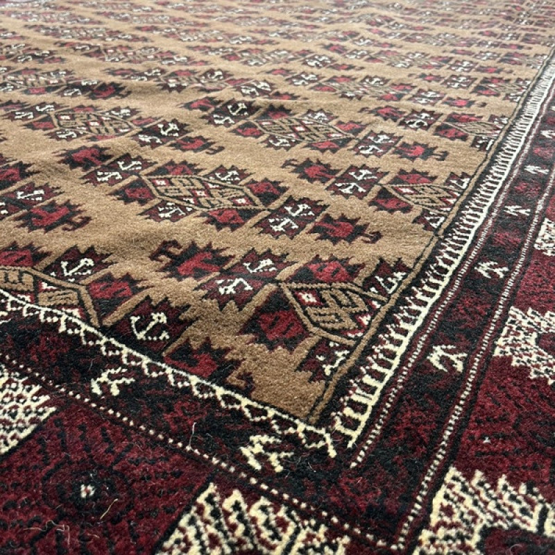 فرش دستبافت ترکمن شش متری کد Nkpa.ha.q19 زمینه قهوه ای