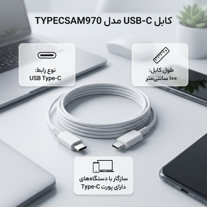 کابل USB-C مدل TYPECSAM970 طول 1 متر