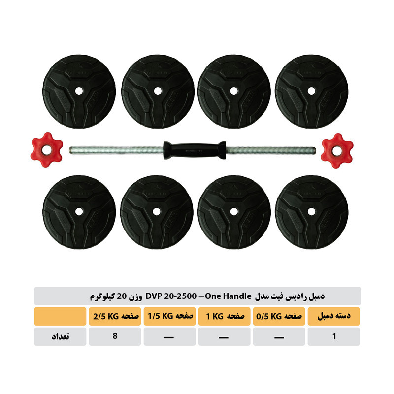 دمبل رادیس فیت مدل Dvp 20-2500-one handle وزن 20 کیلوگرم