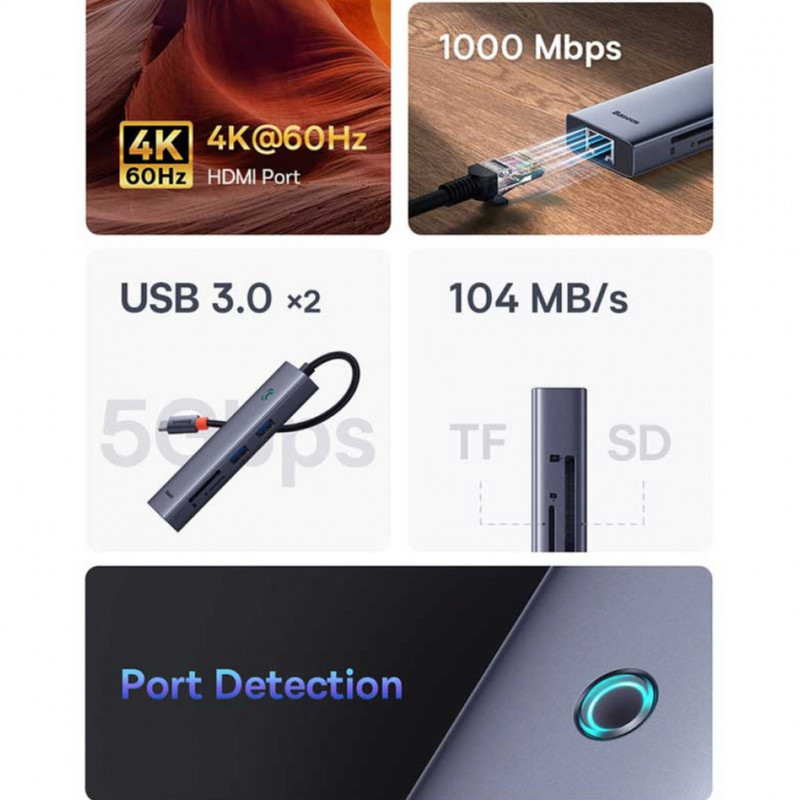 هاب 7 پورت USB-C باسئوس مدل BS-OH112
