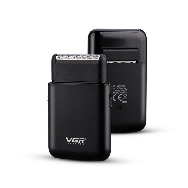 ماشین اصلاح موی صورت وی جی آر مدل V-390 با تیغه استیل ضد زنگ، تکنولوژی شیو فویلی، باتری قابل شارژ با 45 دقیقه زمان استفاده و طراحی ارگونومیک