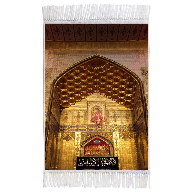 فرش ماشینی دیوارکوب اطلس آبی مدل حرم امیر المومنین کد T4087