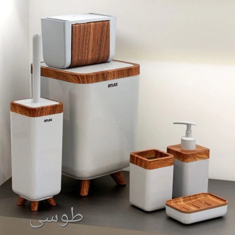 ست سطل و فرچه اطلس مدل ژیوار طرح چوب
