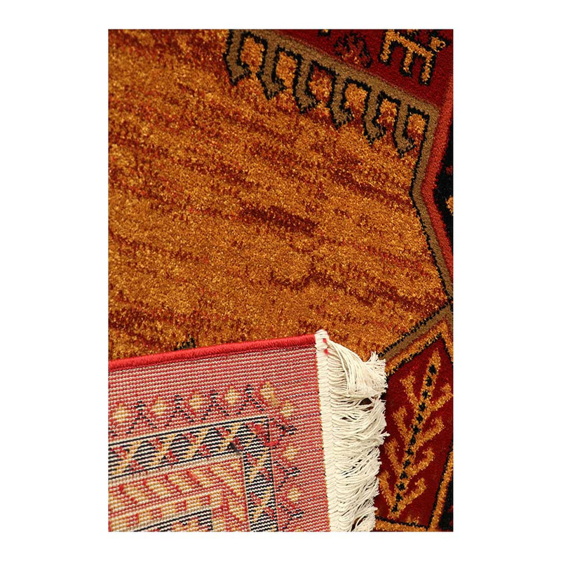 فرش ماشینی 320 شانه زمینه لاکی حاشیه لاکی مدل شاهسون طرح SH-B101-5025