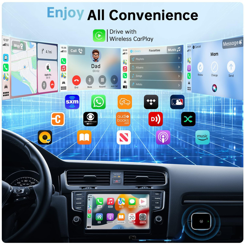 کارپلی و اندروید اتو مدلwireless CarplayAndroid Auto به همراه مبدل USB به Type-C
