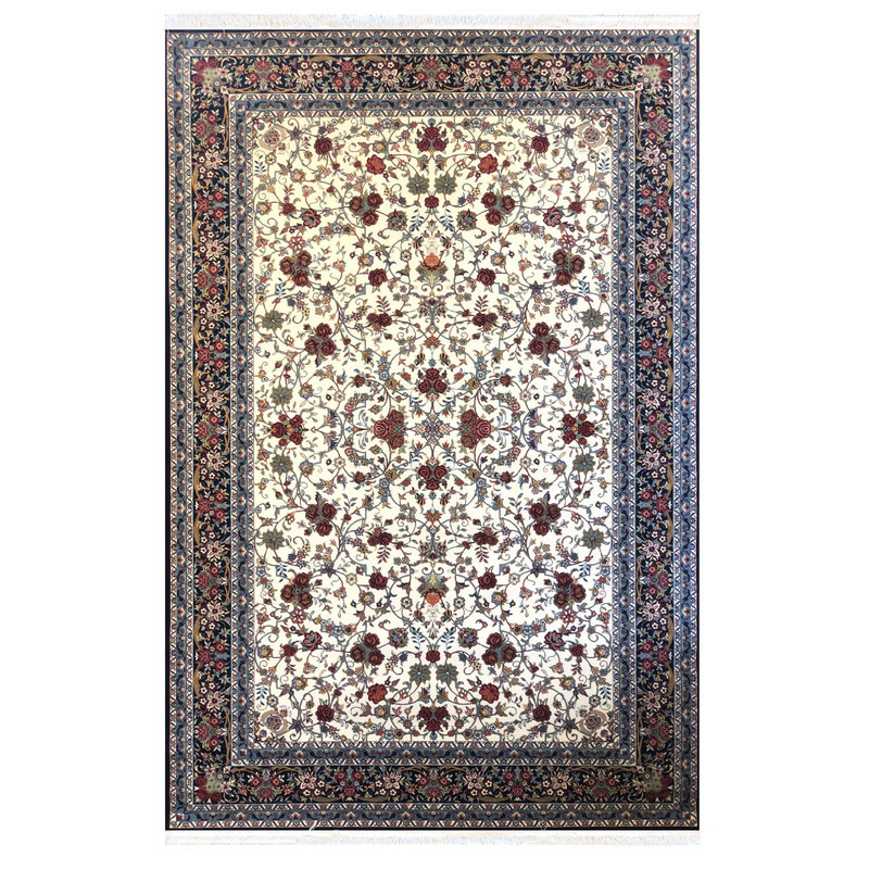فرش ماشینی ستاره کویر یزد مدل شاهکارنوین کد n-110 زمینه کرم