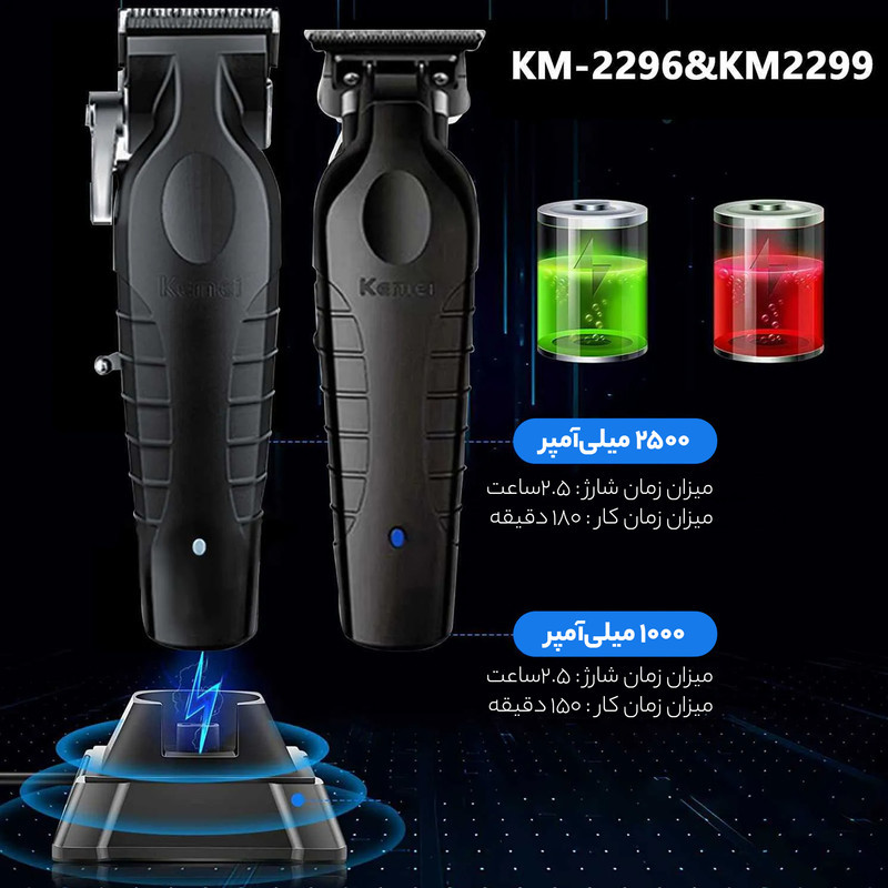 ماشین اصلاح موی سر کیمی مدل km-2296-km-2299 بسته 2 عددی