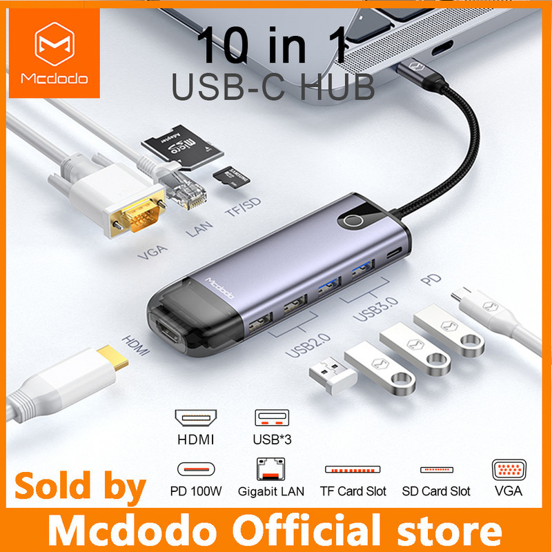 هاب 10 پورت USB-C مک دودو مدل HU-742