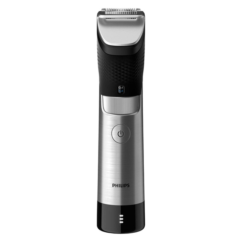 ماشین اصلاح موی صورت فیلیپس مدل BT981013 با تیغه استیل ضدزنگ، فناوری PowerAdapt Sensor، استفاده خشک و مرطوب، ضد آب، شانه فلزی قابل تنظیم، باتری لیتیوم یونی با شارژ سریع 60 دقیقه و زمان استفاده 120 دقیقه، طراحی ارگونومیک و منبع انرژی برق و باتری
