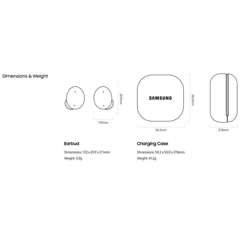 هدفون بلوتوثی سامسونگ مدل Galaxy Buds 2 با نویز کنسلینگ فعال (ANC)، درگاه شارژ USB Type-C، دارای میکروفون داخلی و دو میکروفون خارجی، مقاوم در برابر رطوبت و عرق