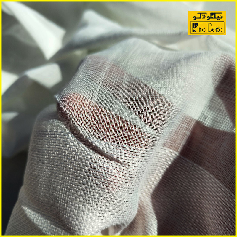پرده تیکو دکو مدل دوخت ساده کتان شفاف حاشیه دار سایز 280 × 300 سانتی‌متر
