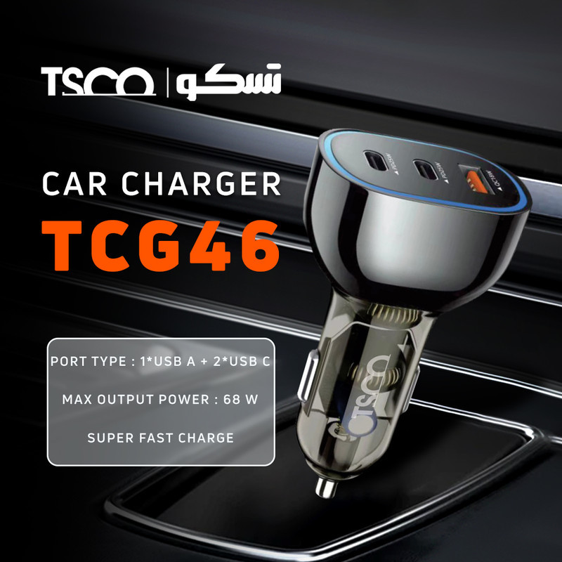 شارژر فندکی 68 وات سه پورت تسکو مدل TCG 46