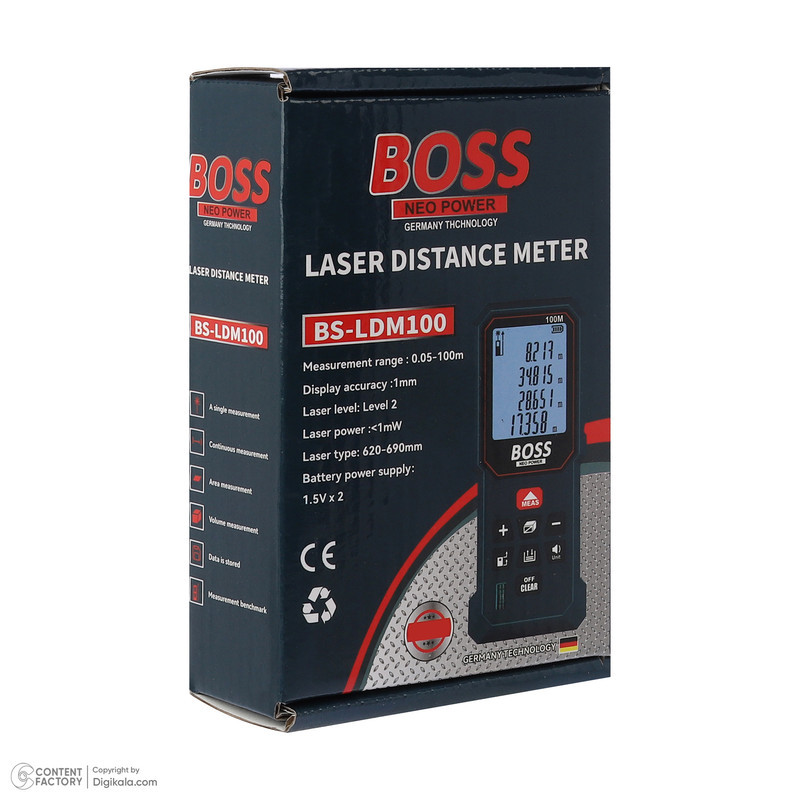 متر لیزری باس مدل BS-LDM100 برد 50 متر